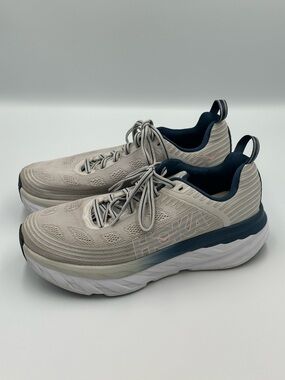 HOKA One One Bondi 6 Womens Size 8.5 Walking Running Shoes Blue Grey Pink
